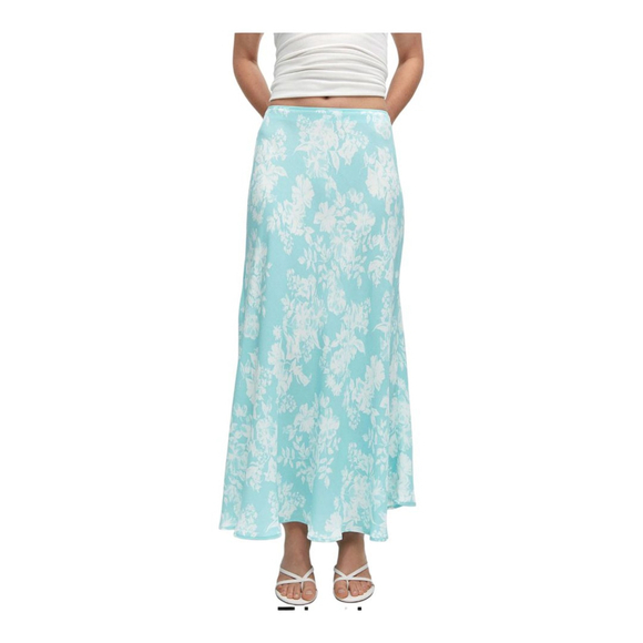 MNG Mango Beautiful Turquoise Floral Skirt - Picture 2 of 9